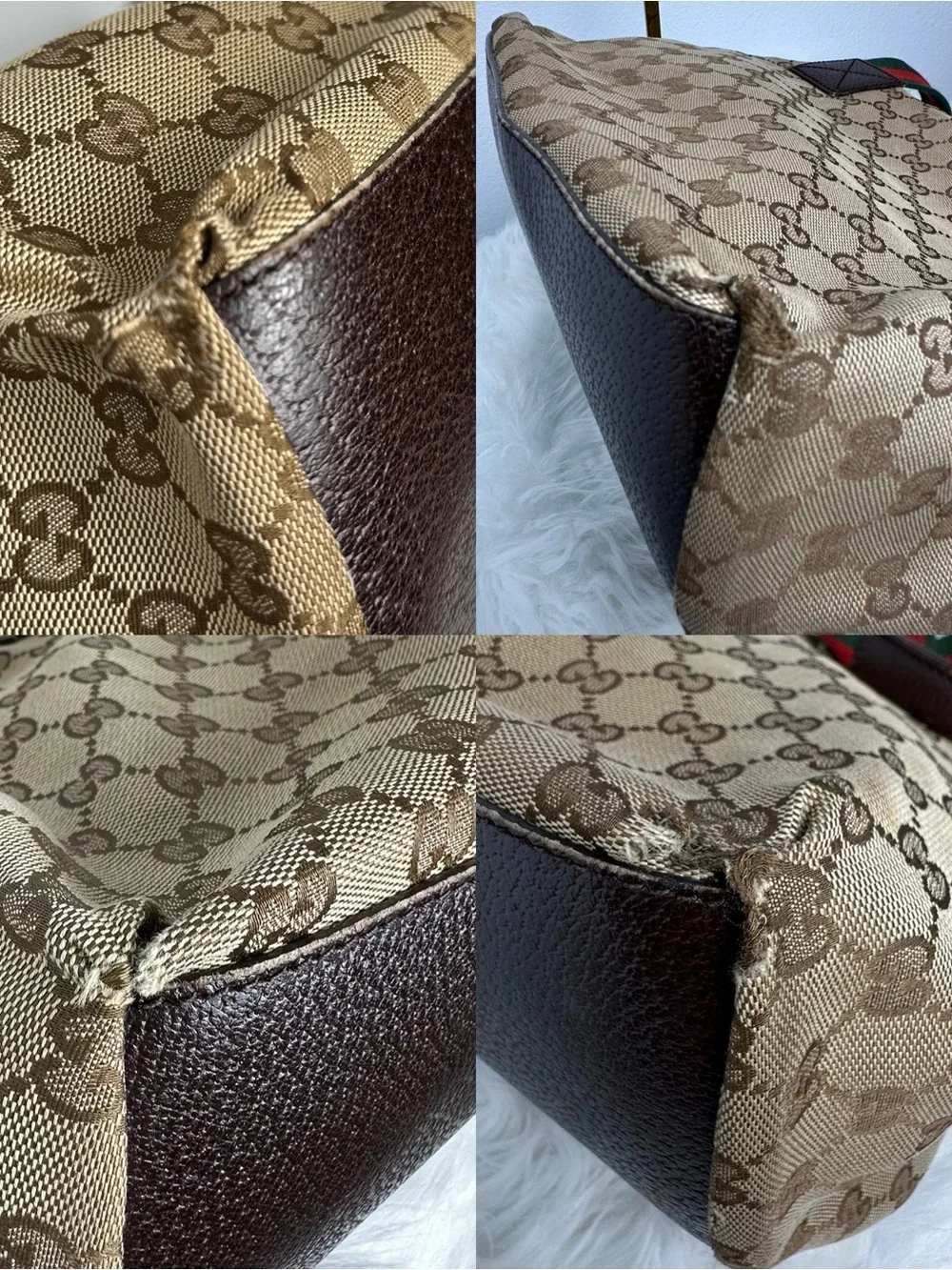 💯Authentic Gucci Cherryline GG Canvas Tote Bag Brown Beige🍀